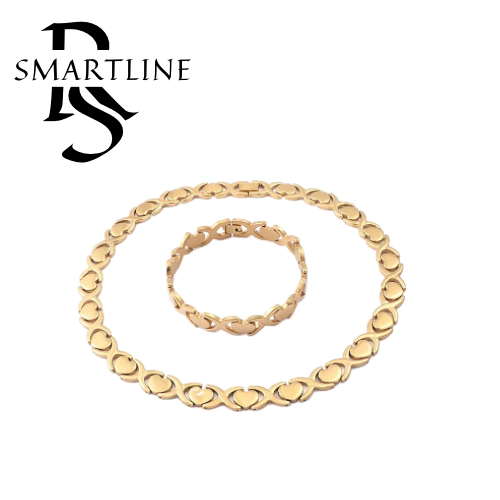 SRline Czech Gold Color Stainless Steel Bracelet & Necklace Sets