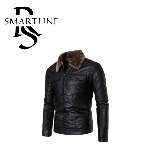 SRline  Fur Collar Vintage Motorcycle Leather Jacket